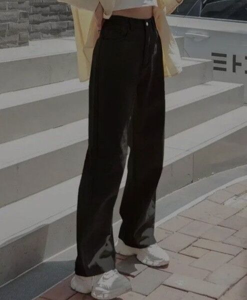 SHEIN DAZY ボーイフレンドデニムパンツ ブラック グレー ワイド ストレート M ジーパン フラップポケット ジーンズ