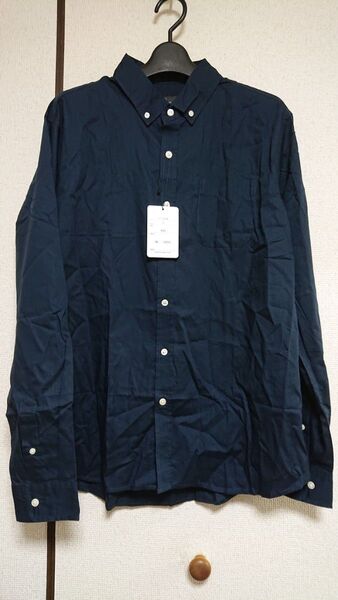 未使用タグ付き ZIP FIVE ジップファイブ 綿100% 長袖 ボタンダウンシャツ ブラウス ネイビー ユニセックス 男女兼用