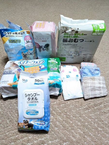 103枚 犬用 猫用 オムツ シャンプータオル 色々セット sss〜ssサイズ
