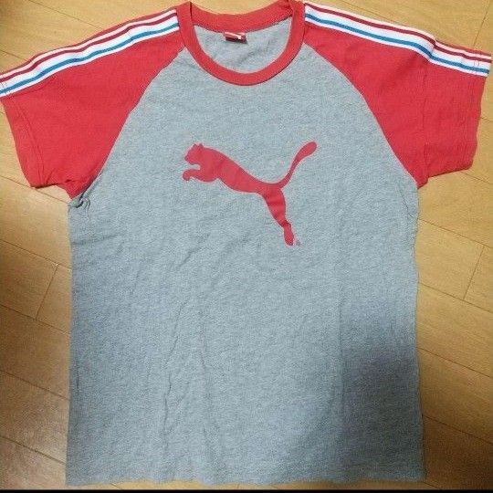 プーマ 赤とグレーの切り替え半袖Tシャツ 160センチ