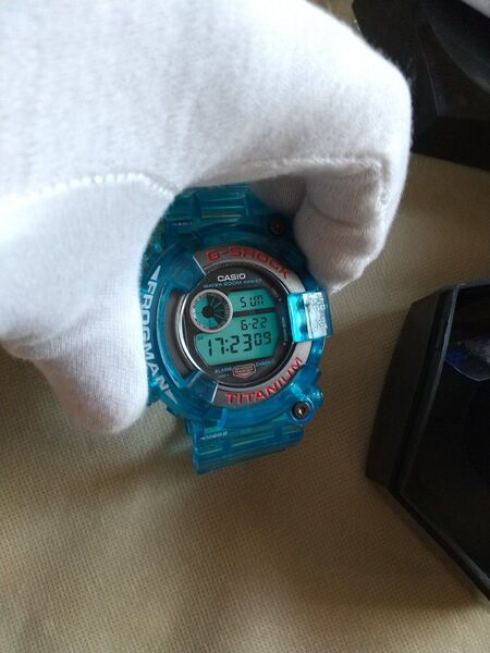 CASIO G-SHOCK 1995年発売生産終了フロッグマンDW8200-1A 電池式 社外パーツブルー染色 未使用