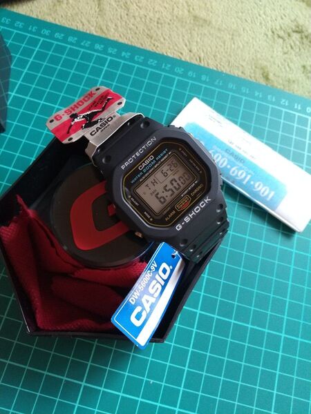 CASIO G-SHOCK1990年発売スピード DW5600C-9V電池式 2024年レストア ベゼル替え銀ビス 美品