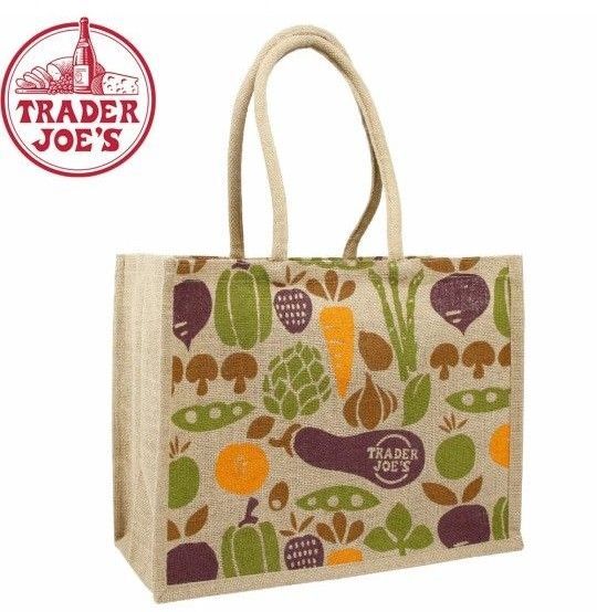 Trader Joe's トレーダージョーズ エコバック トートバッグ ジュート 麻 内側コーティング ショルダーバッグ 新品