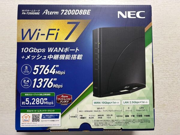 NEC PA-7200D8BE 無線LANルータ wi-fi7対応