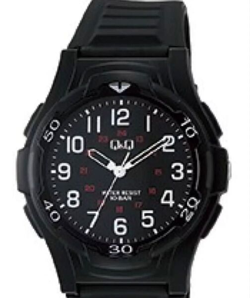 新品未使用シチズン CITIZEN クオーツQ&Q10気圧防水 ブラック文字盤 ラバーベルト メンズV31A-009VK