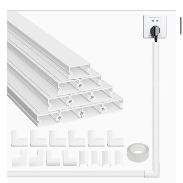 配線カバー モール 10本セット コード隠し ケーブル隠しカバー 電線ケーブルカバー 40* 1.5*0.9cm(ホワイト)