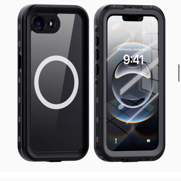 iPhone 16e 用 ケース 防水 耐衝撃 両面 360 全面保護 アイフォン16e フルカバー 防雪 防塵 ブラック