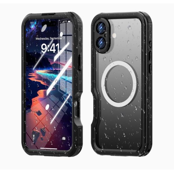 iPhone 16 ケース 全面カバー 防水ケース MagSafe対応 ストラップ付き 両面ケース 画面保護 カメラ保護