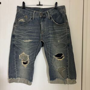 エドウィン EDWIN463 デニムショーツ ダメージ加工 W30 古着 ハーフパンツ ショートパンツ ジーパン