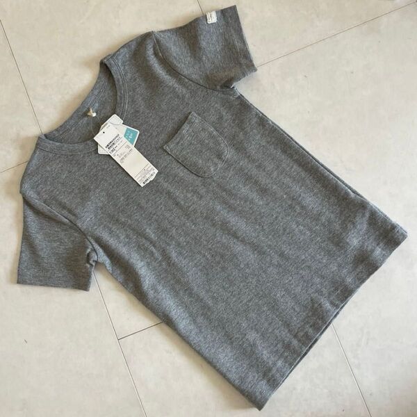 新品タグ付き オーガニックコットンTシャツ イオンスタイルトップバリューキッズ 半袖 グレー 半袖カットソー130サイズ
