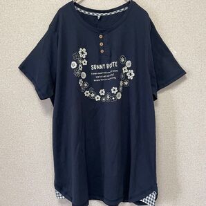 未使用☆心地いい肌触り ネイビー半袖 Tシャツ 3L コットン