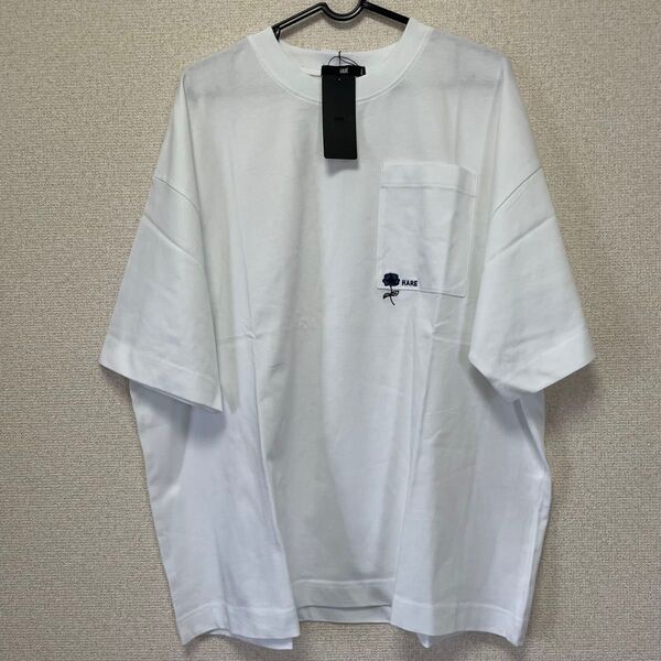 未使用☆ HARE ポケットミニロゴカット Tシャツ ホワイト S 半袖Tシャツ
