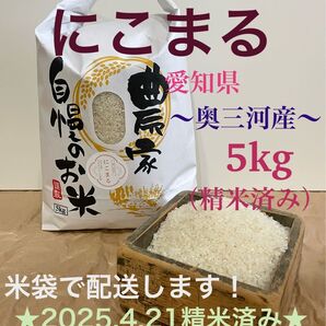 令和6年度新米 にこまる 奥三河産 5kg ★2025(令和6年)4月21日精米済み★