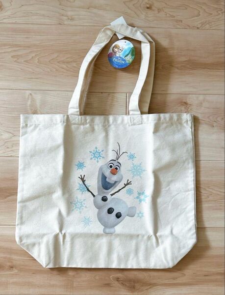 タグ付 オラフ プリント トートバッグ アナと雪の女王 A4サイズ収納可能