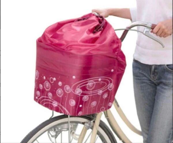 ■自転車用前カゴカバー★前用バスケットカバー☆ローズ(エンジ)★かんたん取付★ 防水