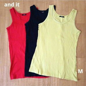 and it タンクトップ 3枚セット Mサイズ 赤・黒・マスタード ロング
