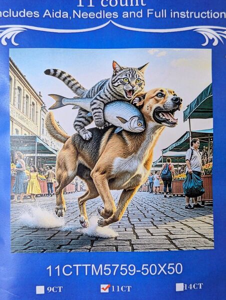 クロスステッチキット 犬と猫 50×50cm 11CT