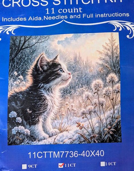 クロスステッチキット 子猫 雪景色 11CTTM7736-40X40