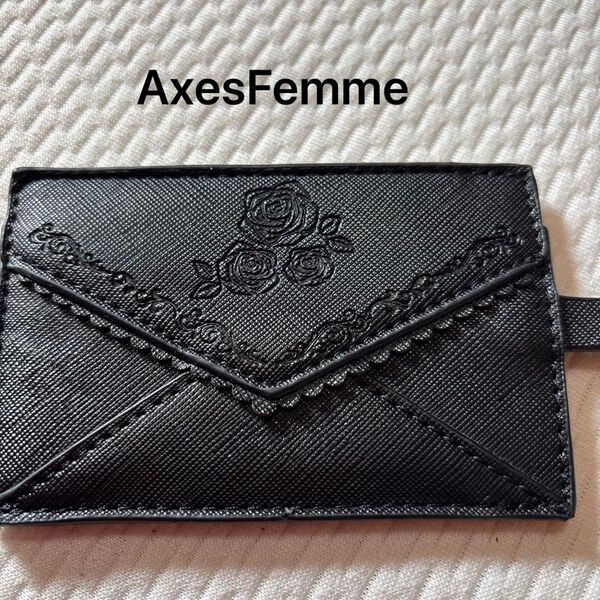 Axes Femme パスケース カードケース バラ 黒 ブラック