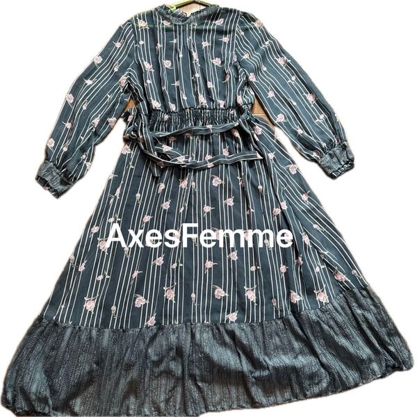 Axes Femme 薔薇柄 ストライプワンピース