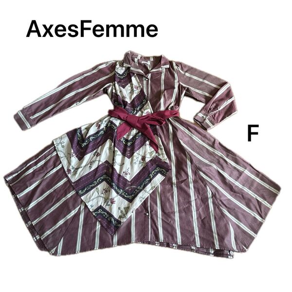 axes femme ストライプ×花柄ワンピース F