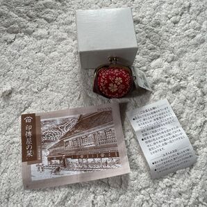 【箱無し】印傳屋 INDEN-YA がま口財布 赤 花柄