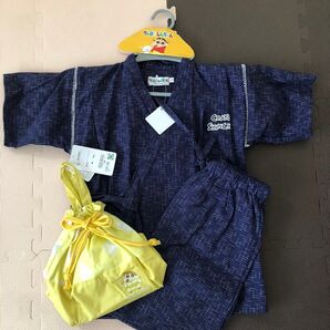 新品 甚平 130サイズ クレヨンしんちゃん 綿100 上下セット お祭り バック付き