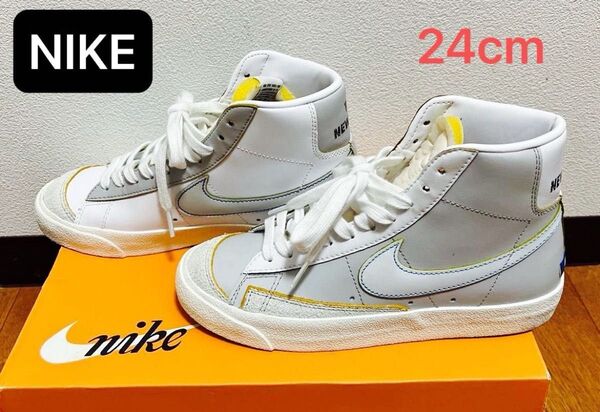 ナイキ【極美品】レア スニーカー NIKE W BLAZER MID '77 24cm ロゴギミック