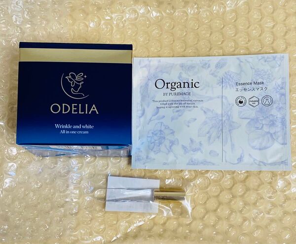 オディリア リンクル&ホワイト AIO クリーム 50g スパチュラ付【新品未使用】オマケ☆フェイスシートマスク1枚 ODELIA