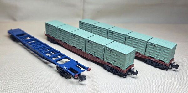 KATO・マイクロエース コンテナ車3両セット(チキ5000、コキ57000) 国鉄 JR 貨物 貨車【ジャンク扱】