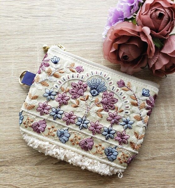 ☆ハンドメイド☆インド刺繍リボン ポーチ、ミニポーチ・14