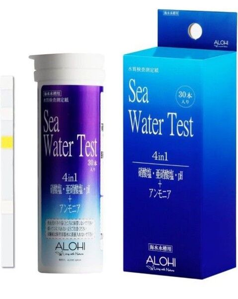 【新品未使用】 アクアリウム 水質検査 4in1アンモニア (30回分) 硝酸塩 亜硝酸 pH 測定 水槽 海水 水質テスト