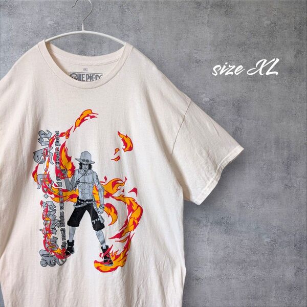 稀少☆ONE PIECE/ワンピース 「火拳のエース」キャラクタープリント Tee サイズXL