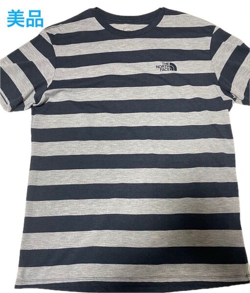 THE NORTH FACE ボーダーTシャツ グレー×ネイビー メンズ