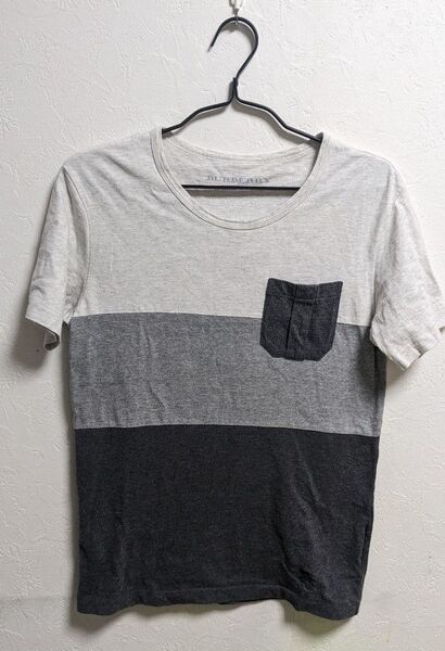 バーバリーブラックレーベル Burberry ボーダー グレー Tシャツ きれい サイズ2 日本製