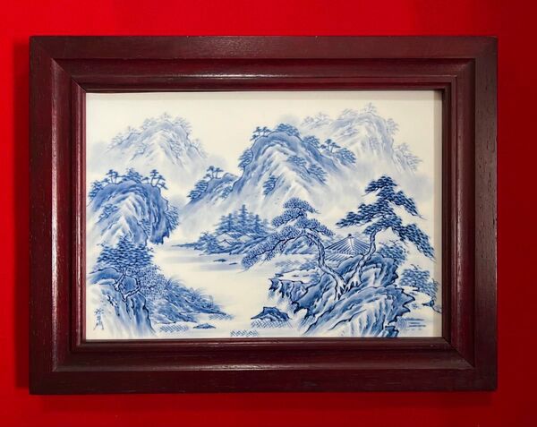 美品 陶版画 壁飾り 陶額 風景画 額装 インテリア