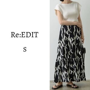 Re:EDIT リエディ ロングスカート S 総柄 ウエストゴム オールシーズン