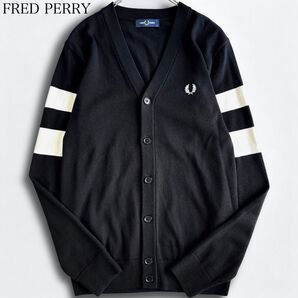 【23AW】FRED PERRY フレッドペリー Tipped Sleeve Cardigan カーディガン アームライン 黒