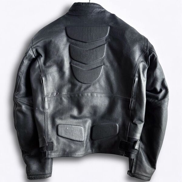 2XL★ ライディングジャケット ライダース バイカー 本革 リアルレザー プロテクター パッド付き ブラック 大きいサイズ