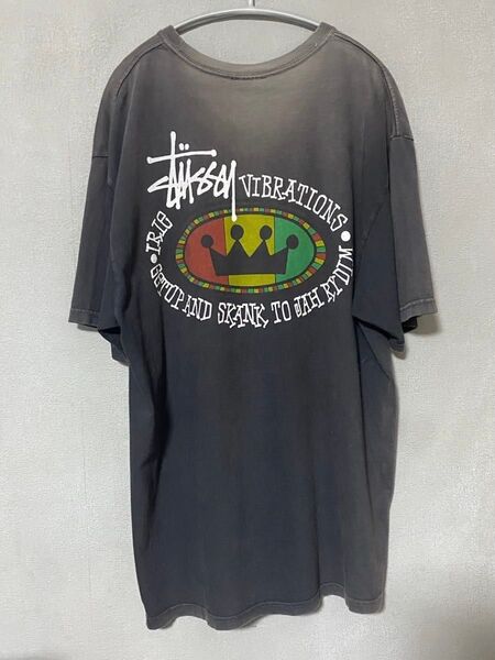 ステューシー STUSSY 半袖Tシャツ ラスタクラウン L 鬼フェード