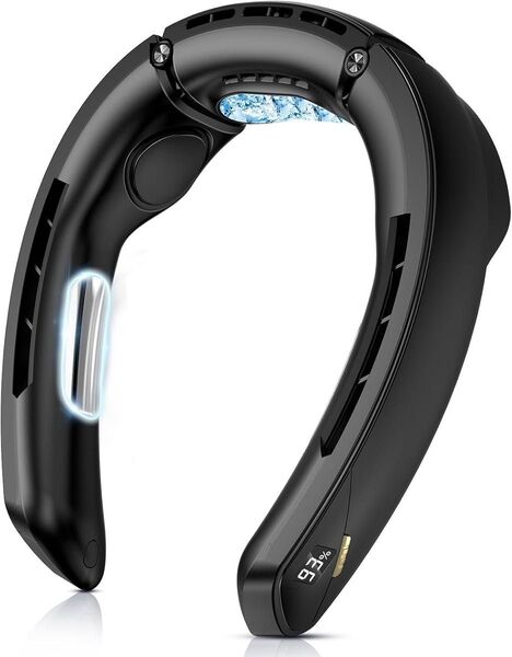 ネッククーラー 冷却プレート 首掛け扇風機 ネックファン 4000mAhバッテリー 携帯扇風機 首掛けクーラー (ブラック)