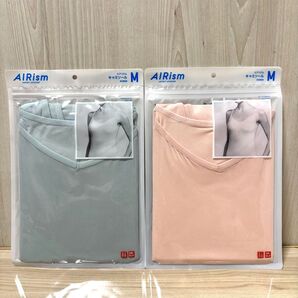 新品 ユニクロ エアリズム キャミソール Mサイズ UNIQLO AIRism WOMEN グリーン ライトオレンジ 2枚セット