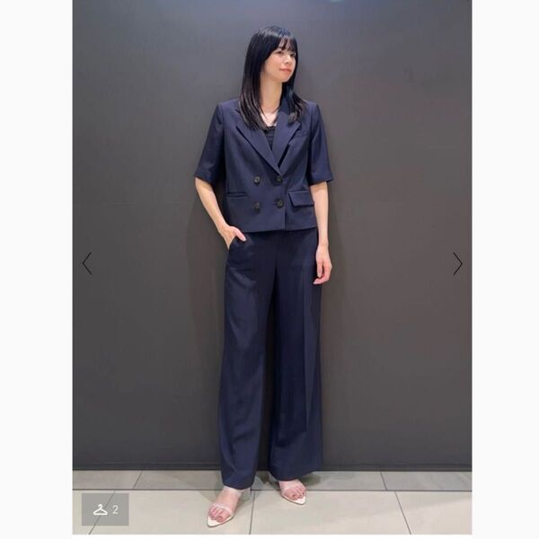theory luxe 半袖 パンツセットアップ ダークネイビー タグ付き レディース M オフィスカジュアル 夏服