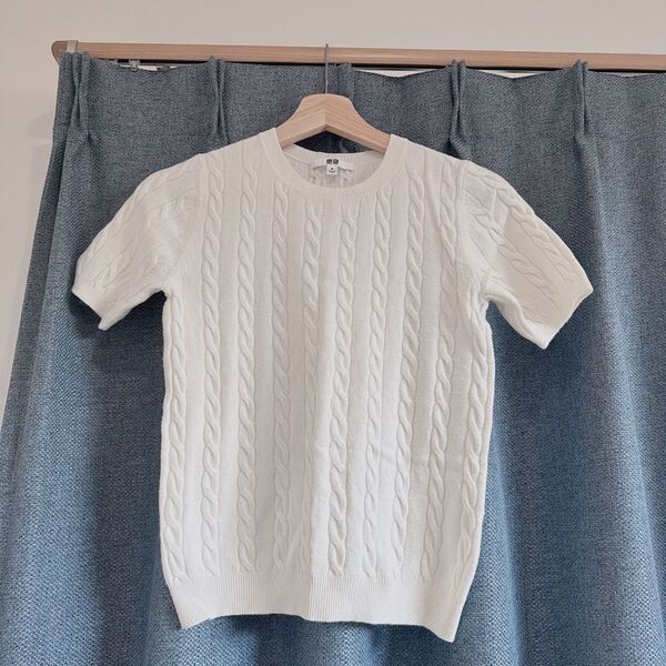 ケーブルクルーネックセーター ユニクロ UNIQLO セーター ニット トップス 半袖 カットソー Tシャツ