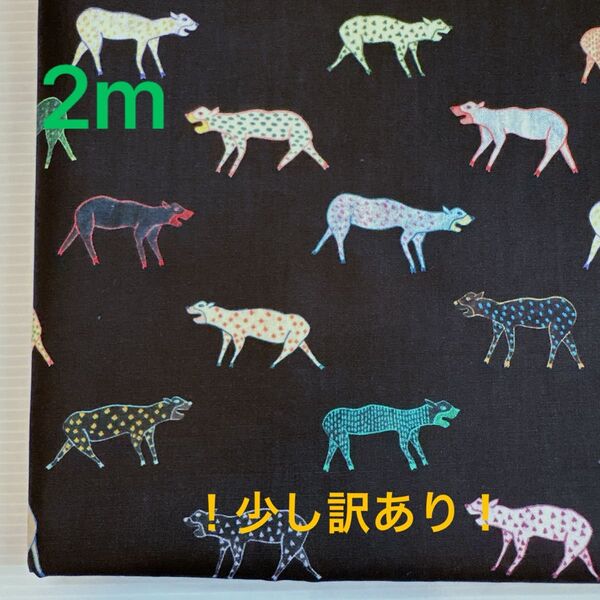 シーチング 未知の動物 (ブラック) 106×200cm(約) さらら !少し訳あり!