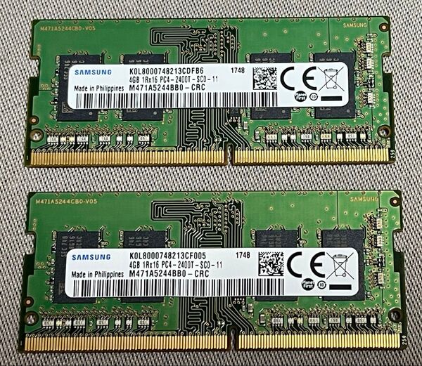 SAMSUNG PC4-19200 DDR4-2400 4GBX2枚 PC4-2400T-SC0-11 SO-DIMM メモリ