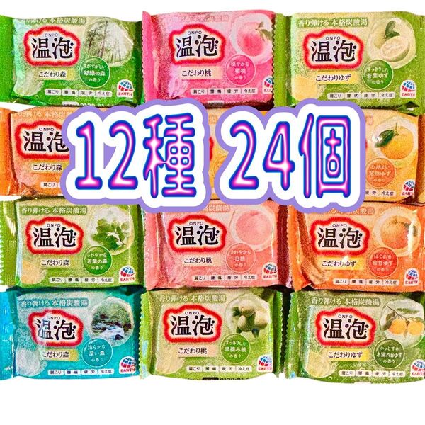 温泡 12種 各2個24個 入浴剤 アソート 無添加 保湿 炭酸湯 炭酸入浴剤 詰め合わせ リラックス 肩こり 腰痛 疲労 冷え性