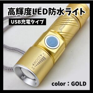 懐中電灯 携帯ライト USB 充電式 ライト 災害 防災グッズ 点滅 ズーム