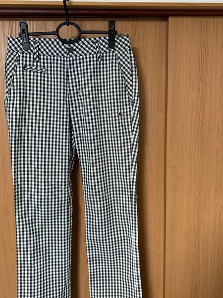 PUMA プーマ ゴルフ パンツ メンズ M 76 チェック 白 黒