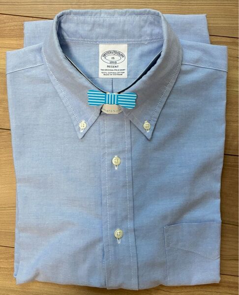 Brooks Brothers オックスフォードショートスリーブ ポロカラーシャツ REGENT 15 ブルー